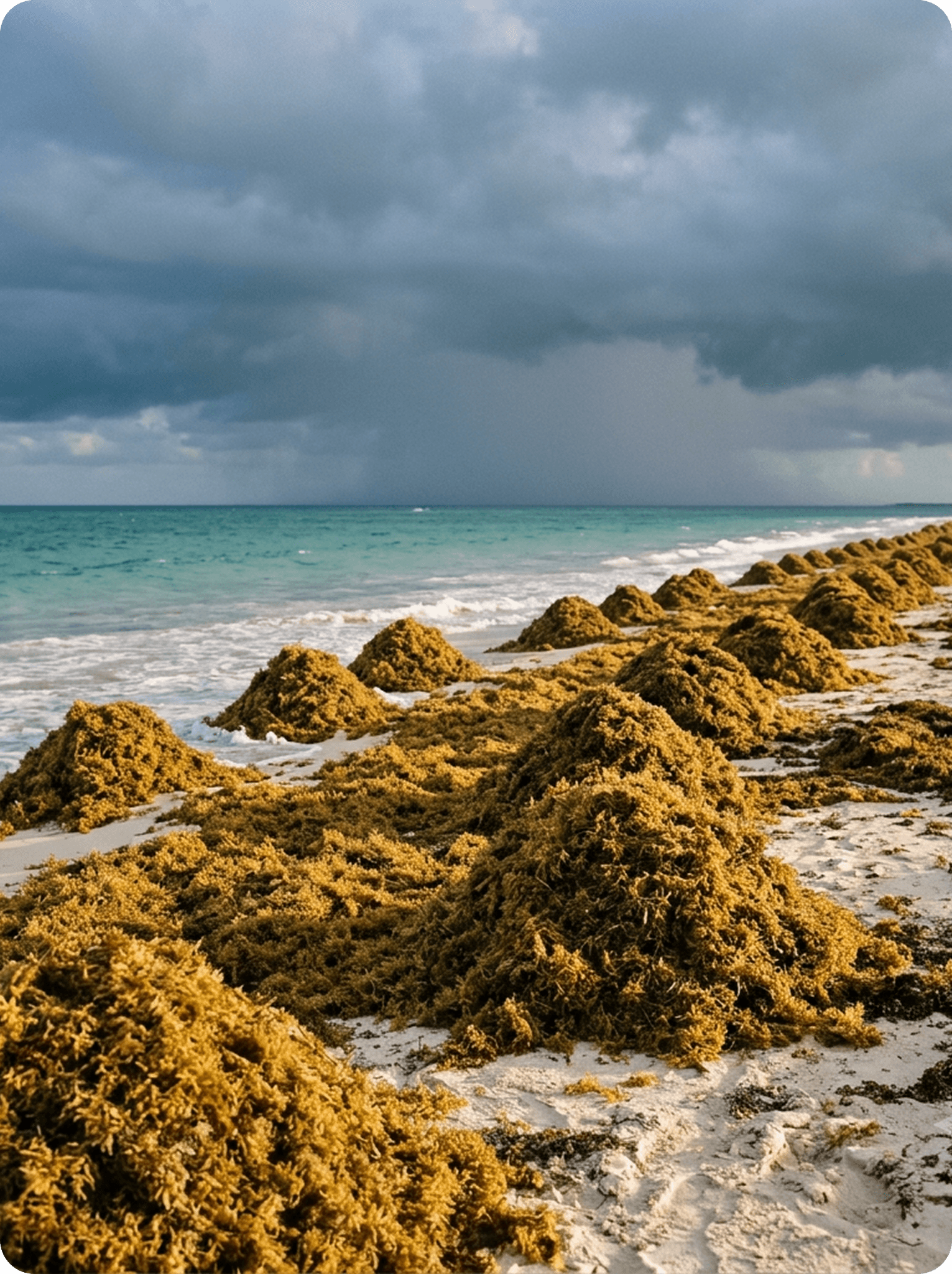 Sargassum arriving on a coastline