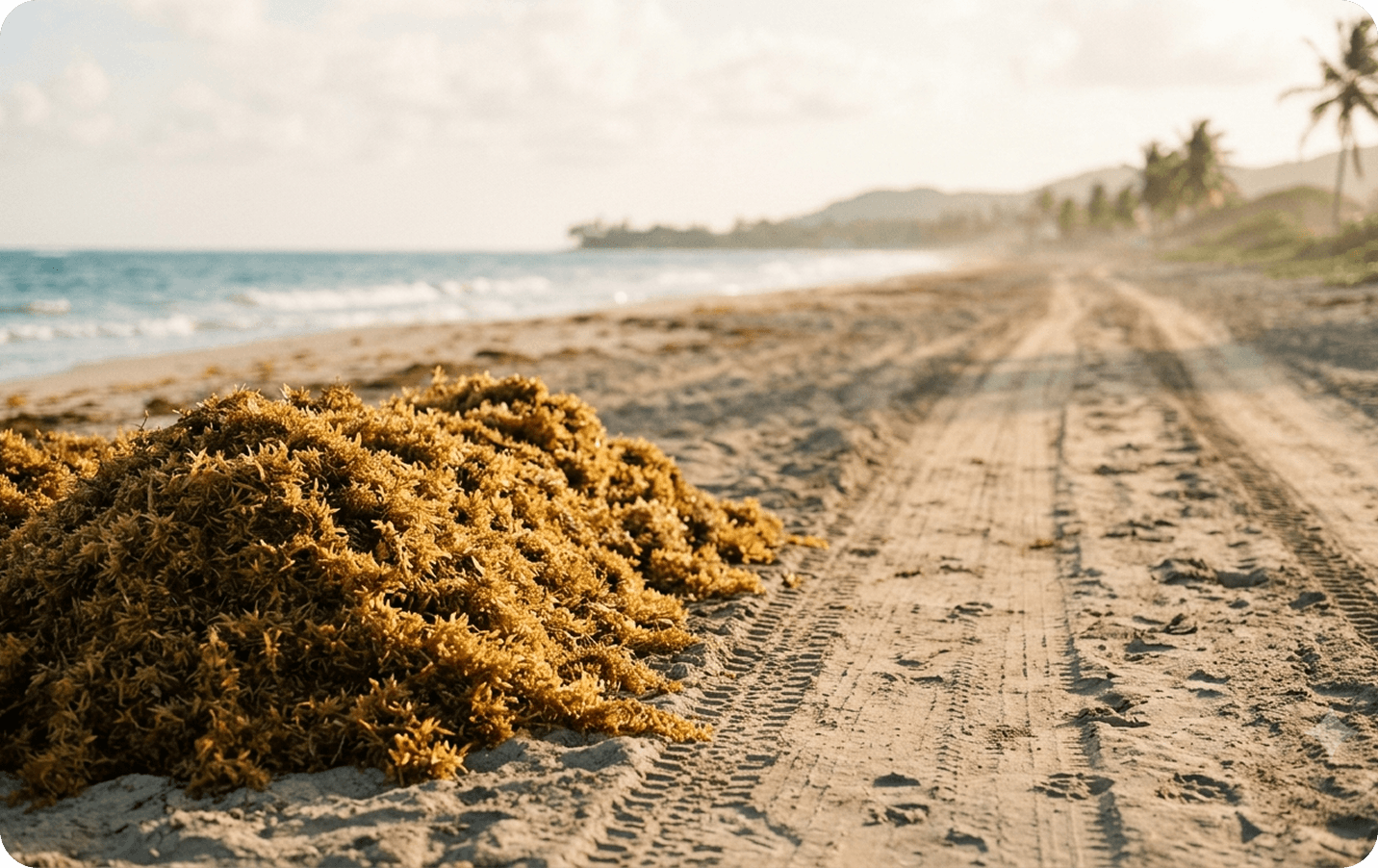 Sargassum on beach